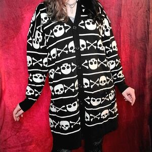 Oversized Skull & Crossbones Cardigan/dress☠️